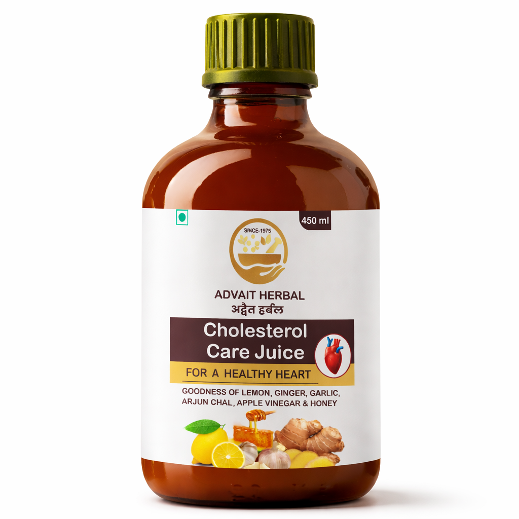 Advait Herbal Cholesterol Care Juice (450ml) | Heart Health Tonic with Arjun Chal, Garlic, Ginger & Apple Cider Vinegar | Lowers Cholesterol & Improves Blood Flow | Sugar-Free & 100% Natural