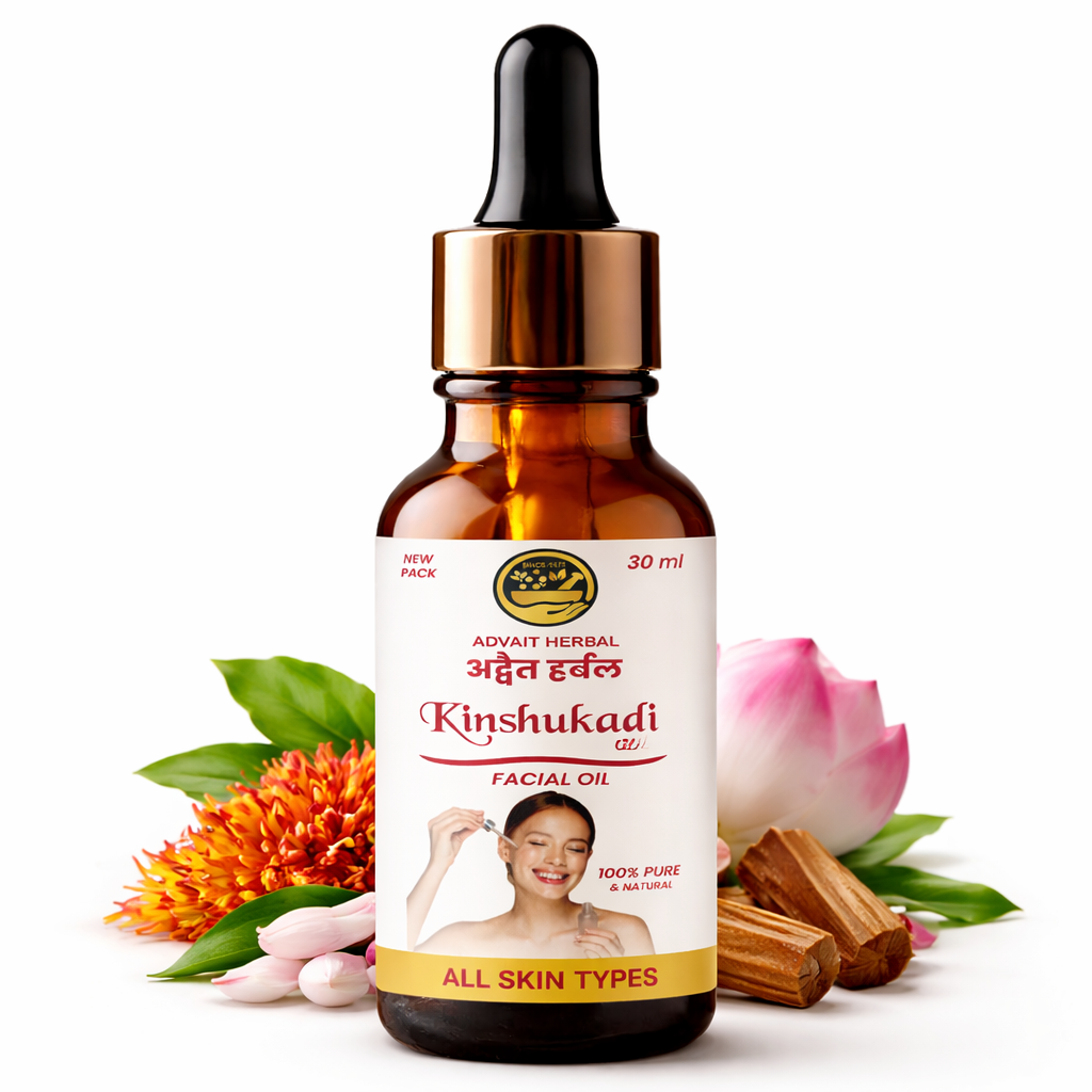 Advait Herbal Kinshukadi Facial Oil (30ml) | Classical Ayurvedic Glow Elixir with Kashmir Kesar & Goat Milk | Reduces Pigmentation & Dark Spots | 100% Natural