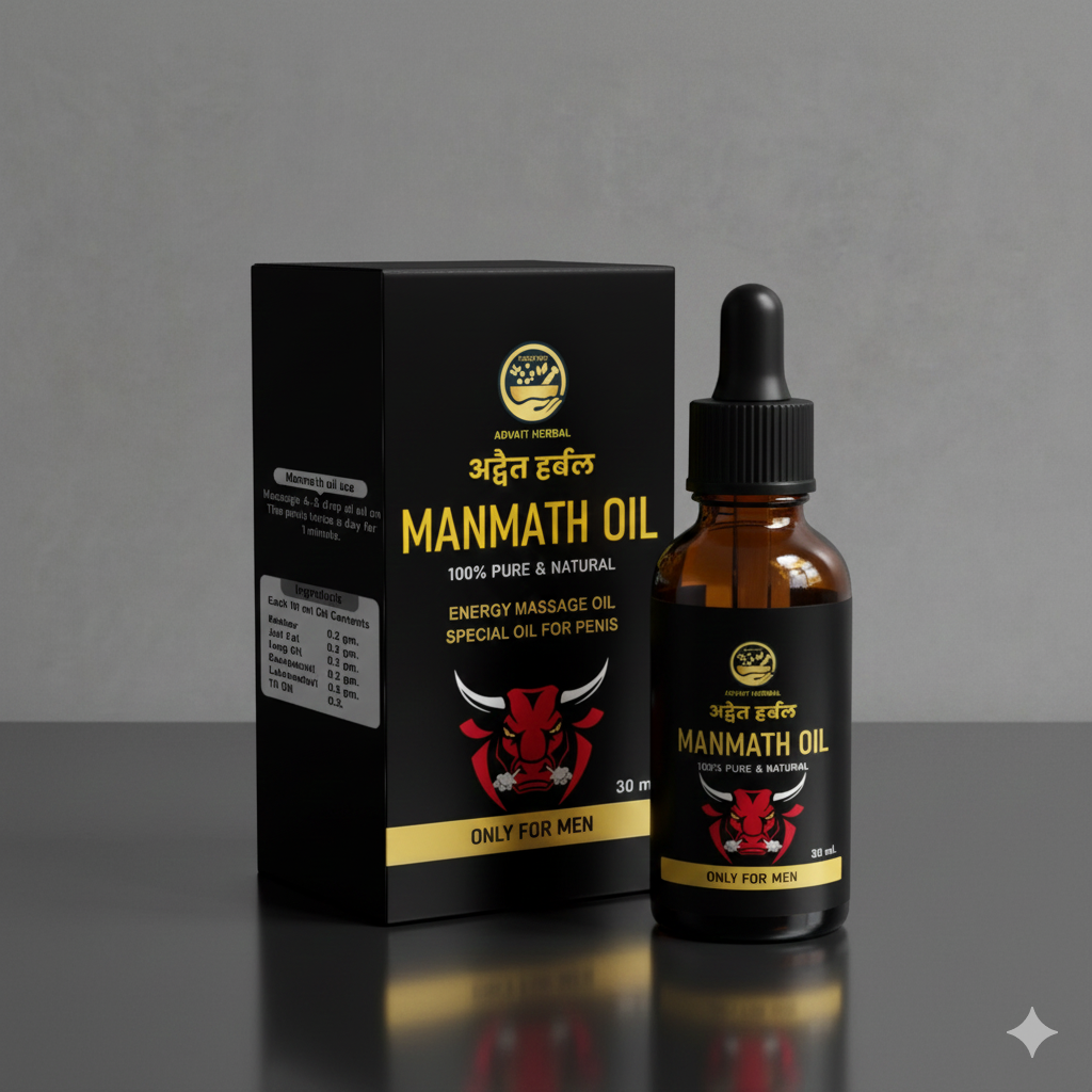 Advait Herbal Manmath Oil (30ml) | Ayurvedic Men’s Virility Oil with Kesar, Jatiphala & Shilajit | Improves Stamina, Strength & Performance | 100% Natural Massage Oil