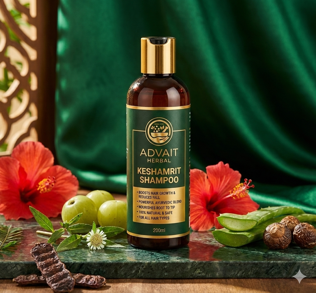 Advait Herbal Keshamrit Shampoo 200ml – Ayurvedic Hair Growth, Anti Hair Fall Shampoo