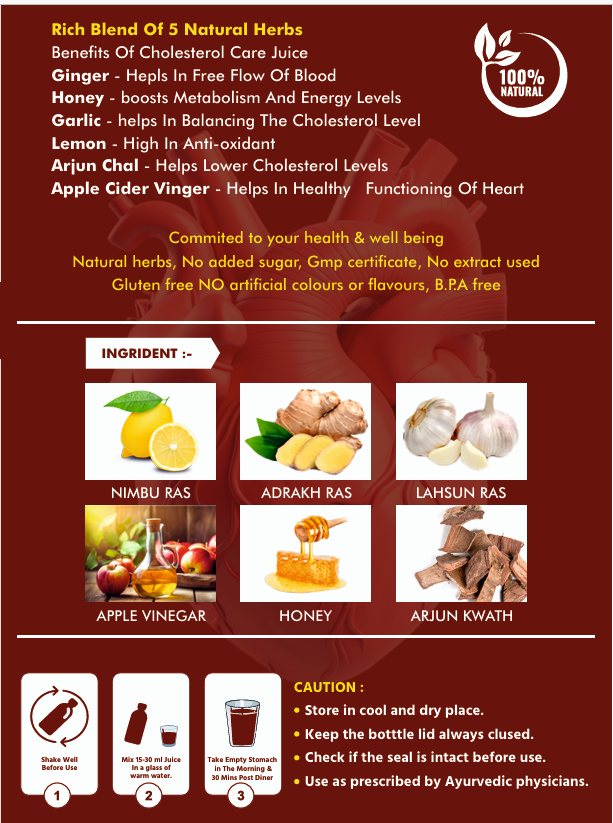 Cholesterol Care Juice 450ml | Ayurvedic Herbal Liquid Formula